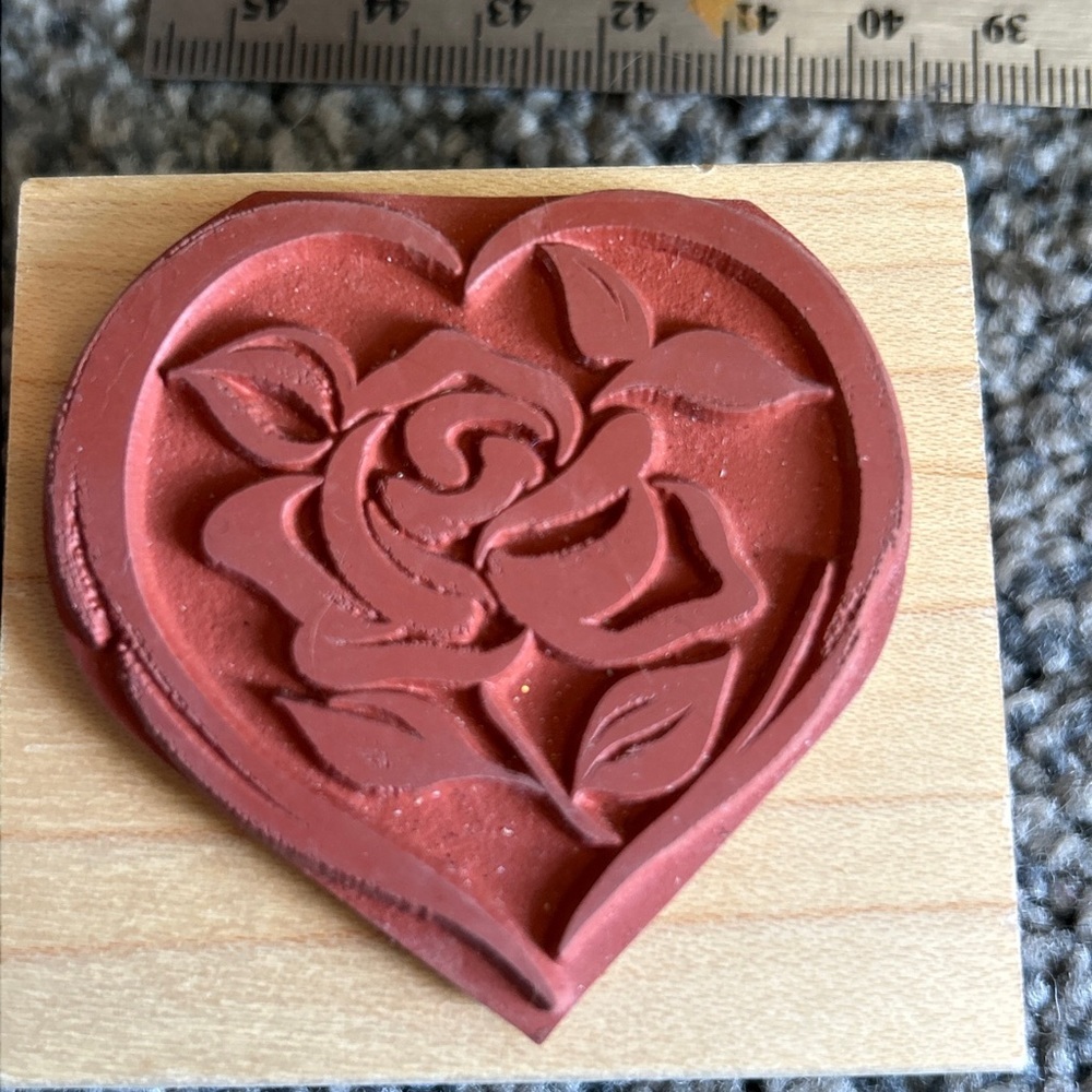 HEART ROSE FLOWER RUBBER STAMP GREAT IMPRESSIONS F223 - Picture 5 of 9